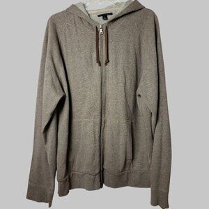 Banana Republic Mens Zip Up Hoodie Cotton/Polyester Blend Beige/Brown Xlarge